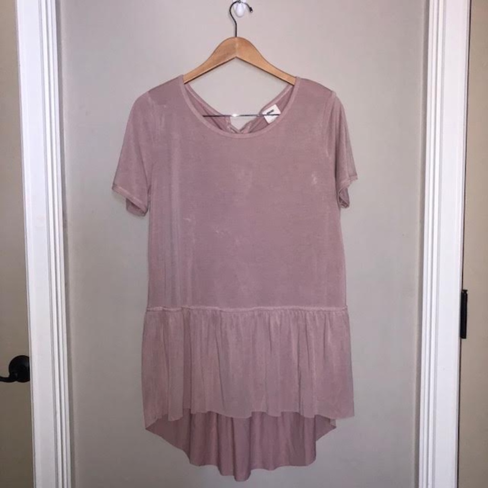 Mote Blush Pink Peplum High-Low Top